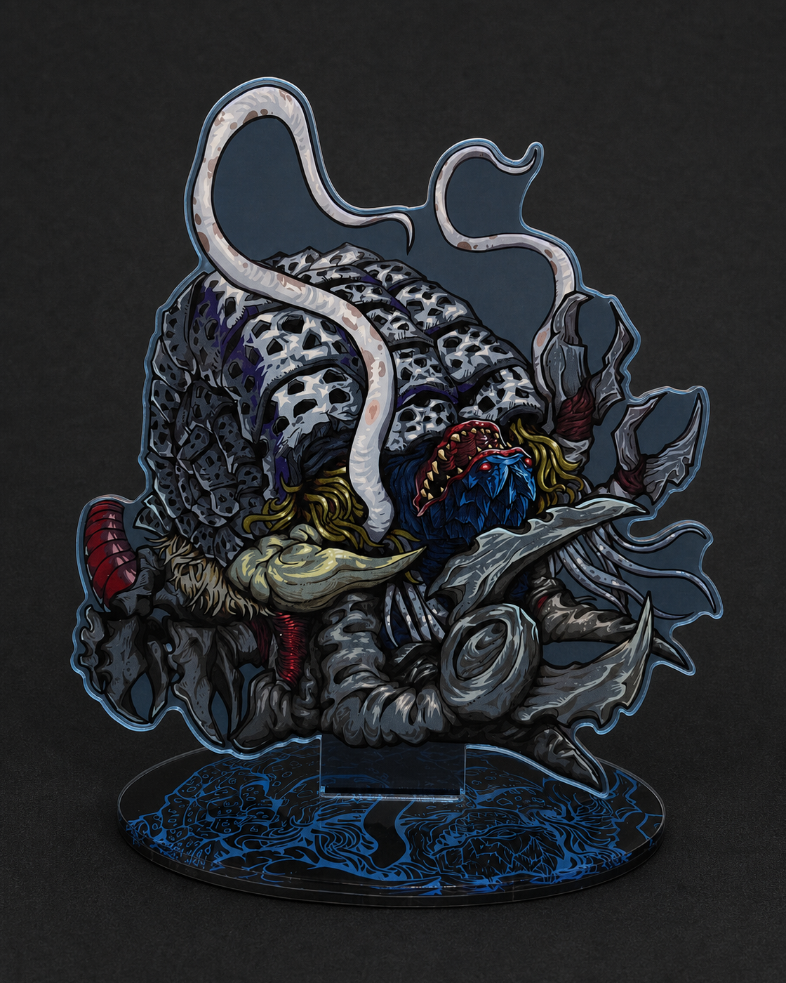 Evil God Gatanothor-inspired acrylic display stand with a dark tentacled creature design