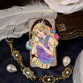 Jazz Age 1920 Luna enamel pin featuring an Art Deco portrait in soft blue, cream, and gold tones