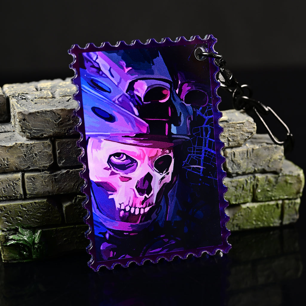 Manchester Rainy Night holographic acrylic keychain with black clasp