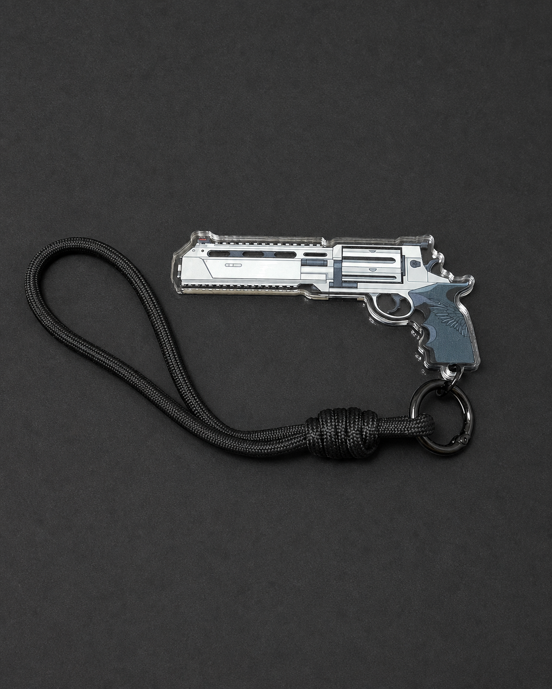 Requiem Revolver-Inspired Acrylic Keychain with Adjustable Strap